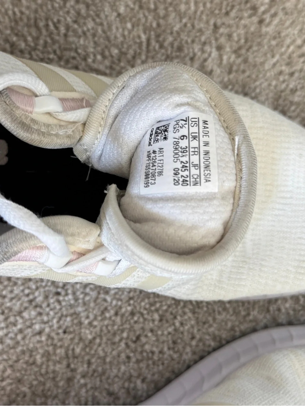 adidas Women’s Cream & Pink Knit Athletic Sneakers